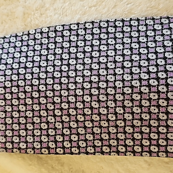 Bijoux Terner Genuine Hand Made Silk Tie, Purple, Gray & Black - Picture 3 of 6